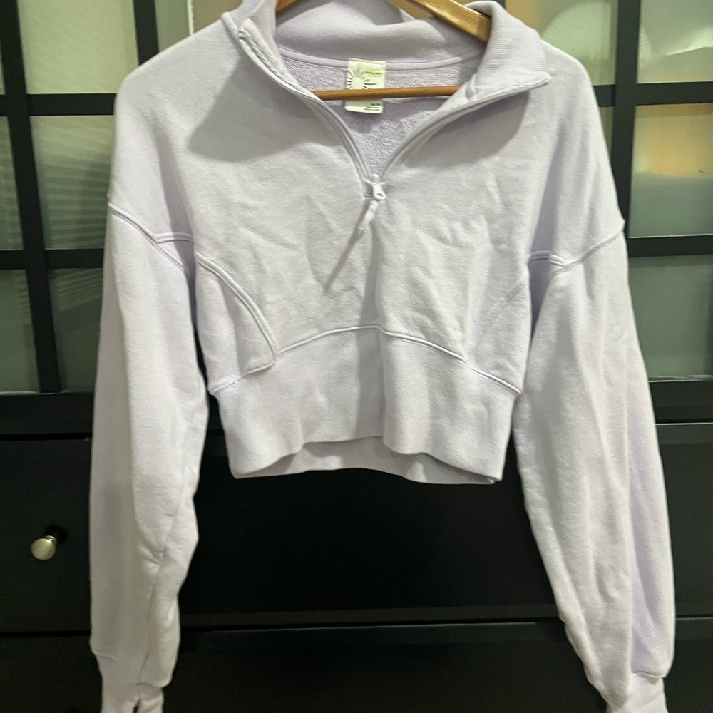 Aerie White Oversized Polo Collar Sweatshirt